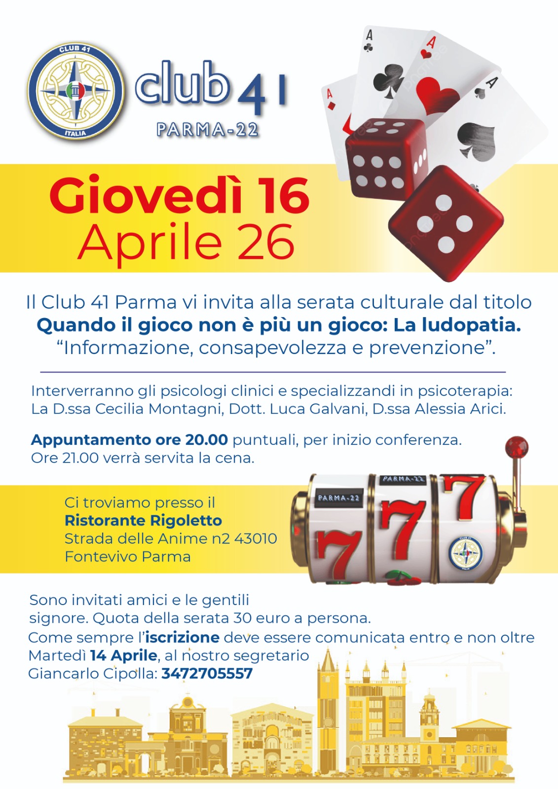 PARMA - serata con relatore "Quando il gioco non è più un gioco: la ludopatia"