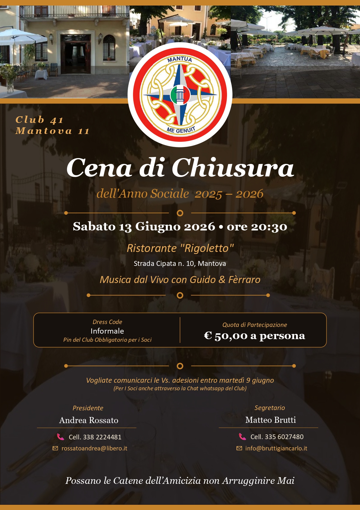 MANTOVA - Serata di chiusura dell'anno sociale 2025-26